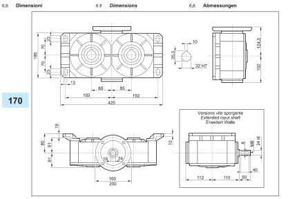 Reductor melcat cu iesire dubla VM 170 i40 90B5