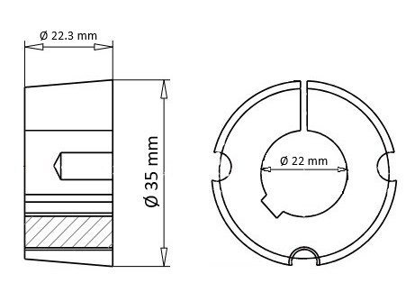 Bucsa conica 1008022 Bucsa conica 1008 interior 22 mm