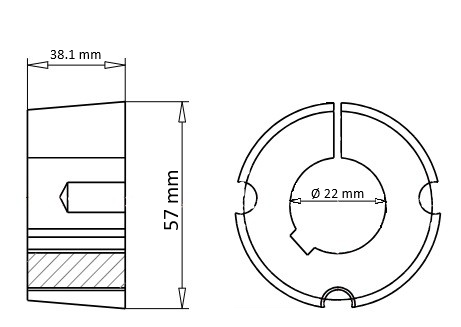 Bucsa conica 1615022 Bucsa conica 1615 interior 22 mm