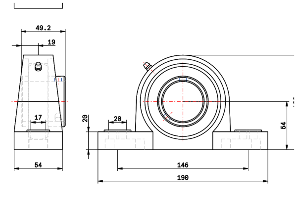 Lagar cu rulment oscilant UCP 209 - Dimensiuni Lagar cu rulment oscilant UCP 209