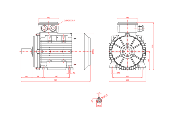 Motor electric trifazat 1.5kw 1000rpm 100 B3 IE2 aLL - 100B3