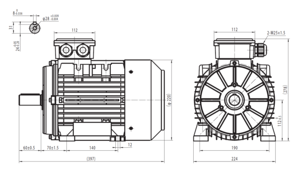 Motor electric trifazat 2.2kw 1000rpm 112 B3 IE2 aLL - 112B3