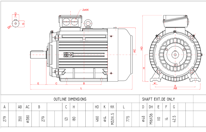 Motor electric trifazat 18.5kw 1400rpm 180 B3 IE2 aLL - 180B3