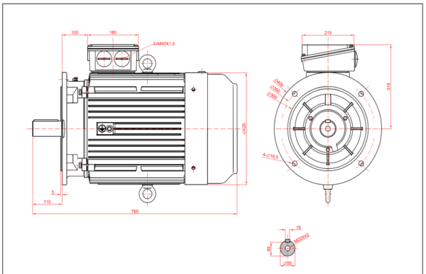 Motor electric trifazat 18.5kw 1000rpm 200 B5 IE2 aLL - 200B5