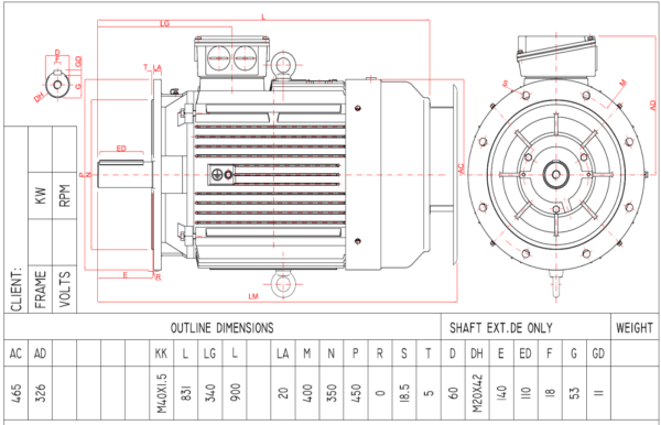 Motor electric trifazat 30kw 1000rpm 225 B5 IE2 aLL - 225B5