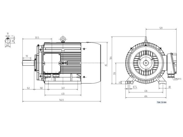 Motor electric trifazat 37kw 1000rpm 250 B3 IE2 aLL - 250B3