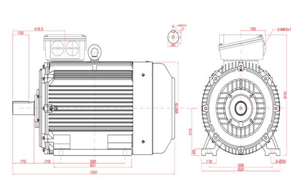 Motor electric trifazat 132kw 1000rpm 315 B3 IE2 aLL - 315B3