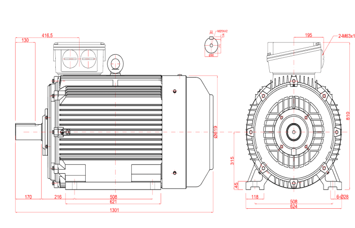 Motor electric trifazat 160kw 1400rpm 315 B3 IE2 aLL - 315B3