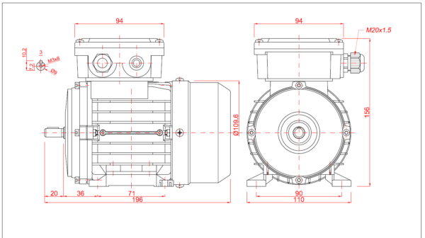 Motor electric trifazat 0.09kw 1400rpm 56 B3 IE2 aLL - 56B3