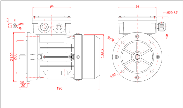 Motor electric trifazat 0.12kw 1400rpm 56 B5 aLL - 56B5