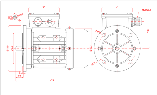 Motor electric trifazat 0.12kw 1000rpm 63 B5 IE2 aLL - 63B5