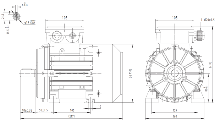 Motor electric trifazat 0.55kw 1400rpm 80 B3 IE2 aLL - 80B3