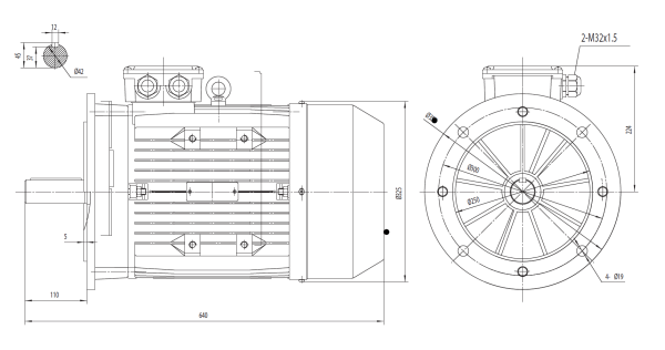 Dimensiuni Motor electric trifazat 15kw 3000rpm 160 B5