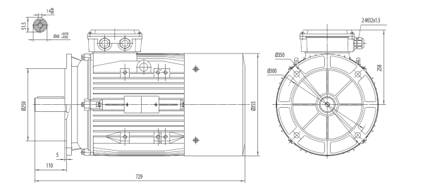 Dimensiuni Motor electric trifazat 18.5kw 1400rpm 180 B5