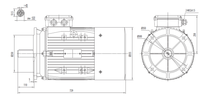Dimensiuni Motor electric trifazat 18.5kw 1400rpm 180 B5