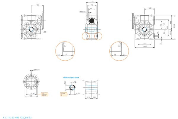 Reductor melcat NMRW 110 i=25 132B5 H42 - Reductor melcat NMRW 110 i7.5 132B5 H42 1