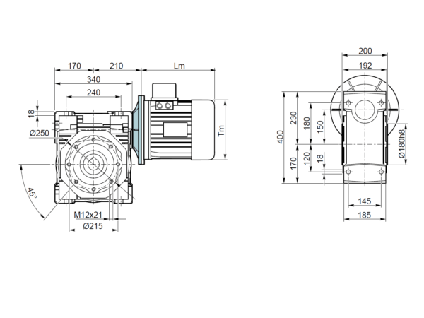 Reductor melcat NMRW 150 i=50 132B5 H50 - Reductor melcat NMRW 150 i7.5 160B5 H50 1