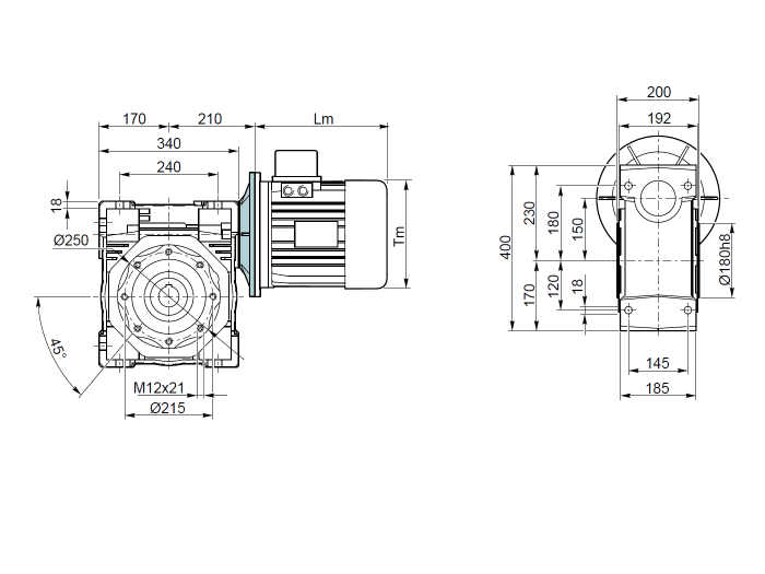 Reductor melcat NMRW 150 i=10 160B5 H50 - Reductor melcat NMRW 150 i7.5 160B5 H50 1