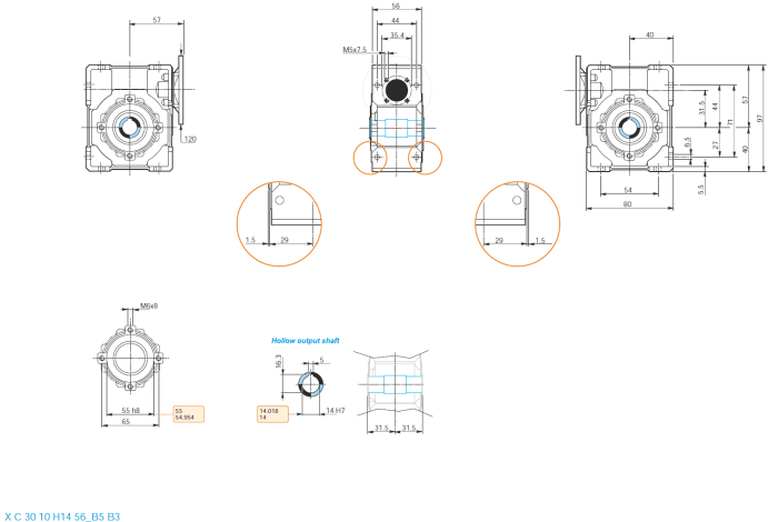 Reductor melcat NMRW 30 i=80 56B5 H14 - Reductor melcat NMRW 30 i10 56B5 H14 1