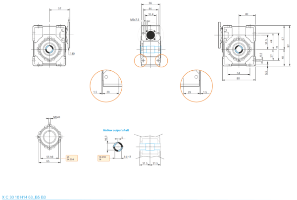 Reductor melcat NMRW 30 i=30 63B5 H14 - Reductor melcat NMRW 30 i5 63B5 H14 1