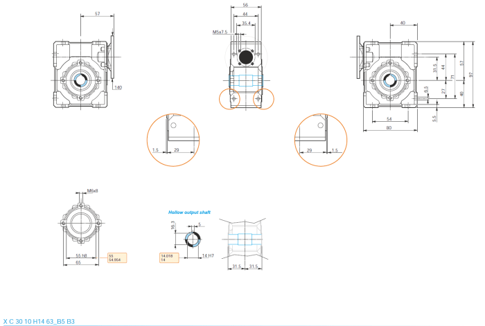 Reductor melcat NMRW 30 i=60 63B5 H14 - Reductor melcat NMRW 30 i5 63B5 H14 1