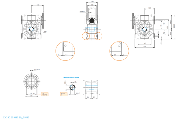 Reductor melcat NMRW 90 i=7.5 90B5 H35 - Reductor melcat NMRW 90 i7.5 90B5 H35 1