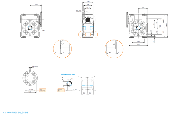 Reductor melcat NMRW 90 i=80 90B5 H35 - Reductor melcat NMRW 90 i7.5 90B5 H35 1