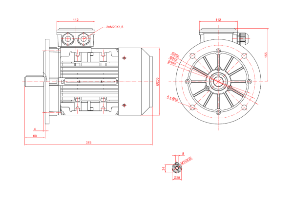 Motor electric monofazat 2.2kw 1400rpm 100 B5 aLL - 100B5