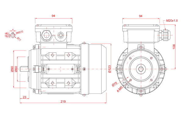 Motor electric monofazat 0.12kw 1400rpm 63 B14 aLL - 63B14