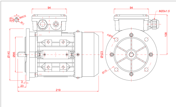 Motor electric monofazat 0.18kw 1400rpm 63 B5 aLL - 63B5