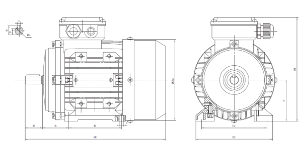Motor trifazat 0.25kw 1400rpm 71B3 Atex II 3G - Dimensiuni Motor trifazat 0.25kw 1400rpm 71B3 Atex II 3G